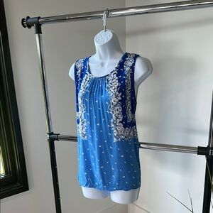 LOFT Blue and White Sleeveless Top